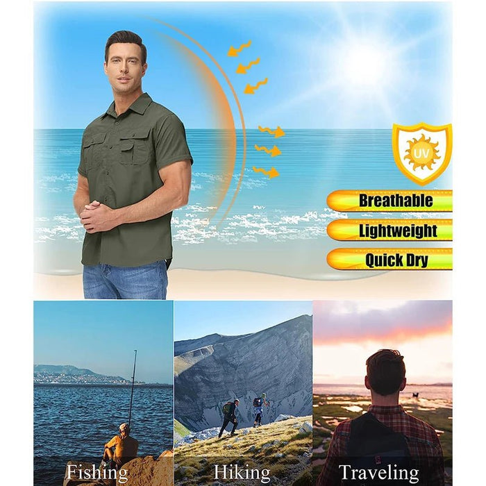 Sneldrogend outdoor shirt voor heren - Korte mouwen, UPF 50+ zonnebescherming - Bivakshop