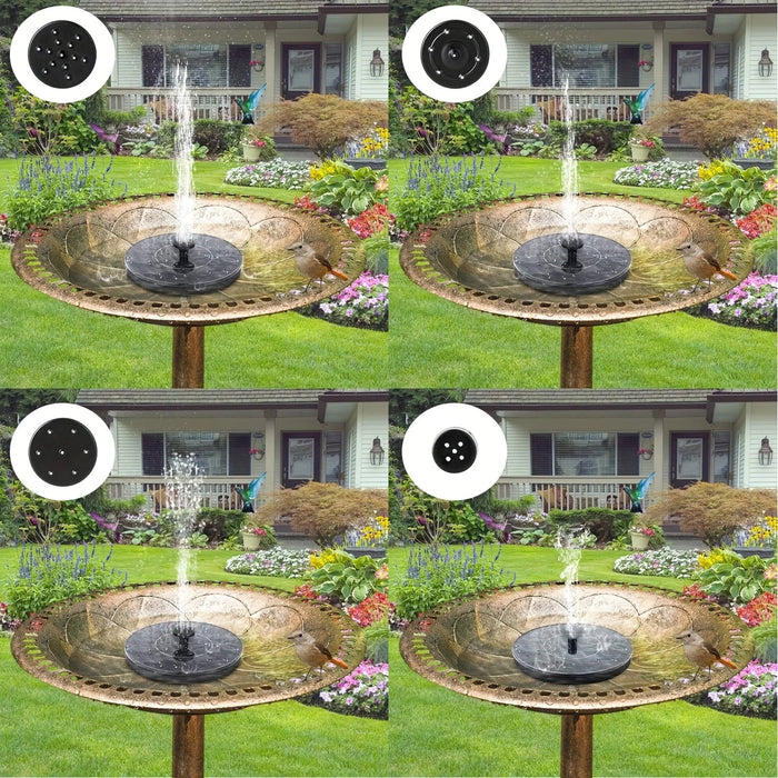 Solar Bird Bath Fountain Pump Upgrade Fountain With 4 Nozzle Free Standing Powered Water For Bird Bath Garden Pond Pool Outdoor - Bivakshop
