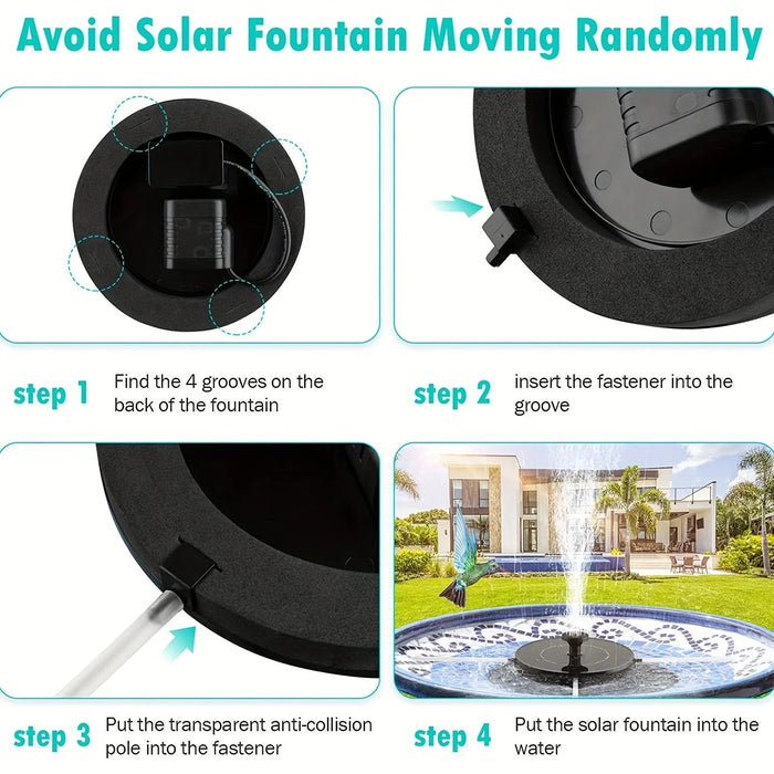 Solar Bird Bath Fountain Pump Upgrade Fountain With 4 Nozzle Free Standing Powered Water For Bird Bath Garden Pond Pool Outdoor - Bivakshop