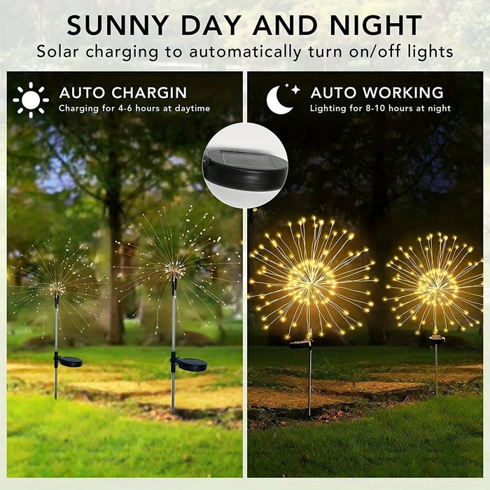 Solar vuurwerk tuinlamp – 8 Standen – Waterdicht IP65 - Bivakshop