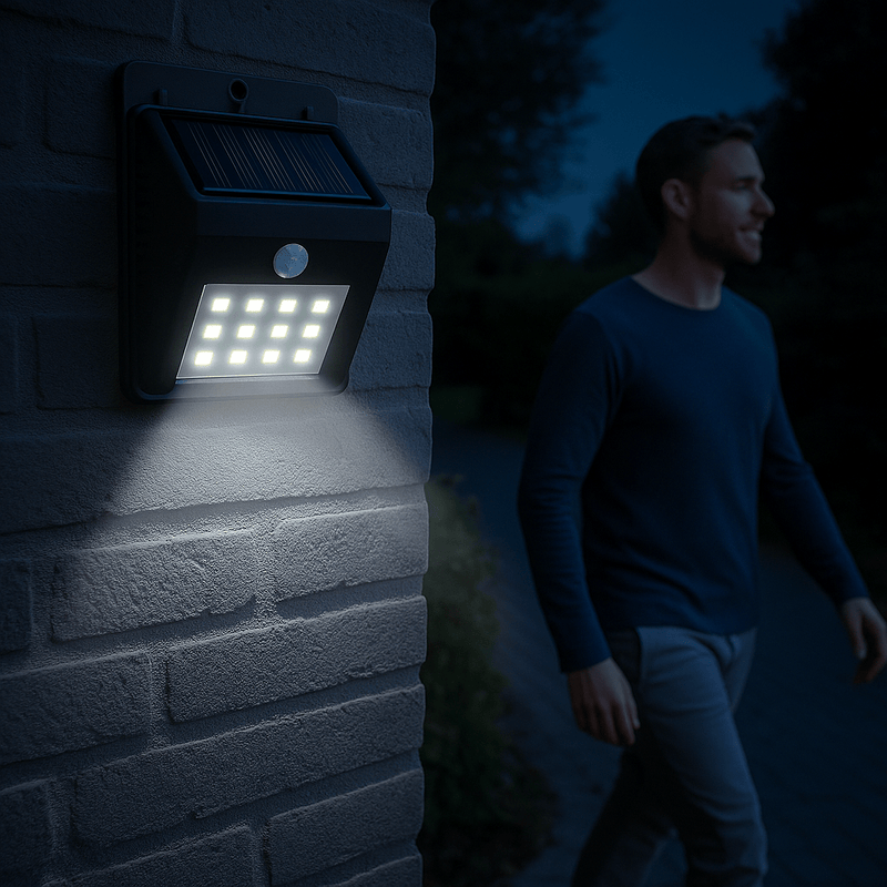 Grundig solar wandlamp zwart met bewegingssensor voor buiten