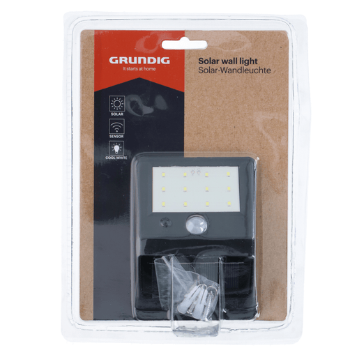 Grundig solar wandlamp zwart met bewegingssensor voor buiten