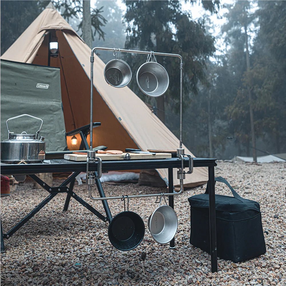 Soomloom Outdoor IGT Tafel Accessoires – Draagbaar & uitbreidbaar tafelframe – RVS camping lichtstandaard - Bivakshop