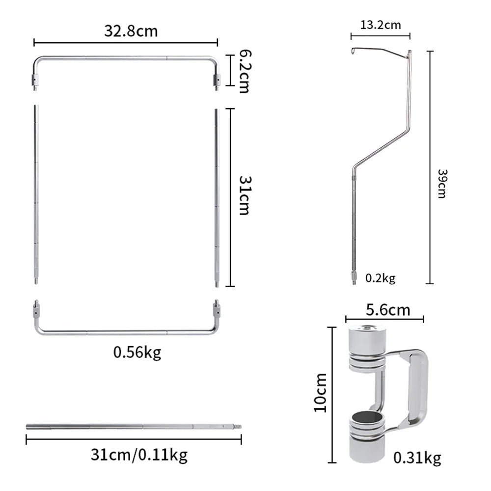 Soomloom Outdoor IGT Tafel Accessoires – Draagbaar & uitbreidbaar tafelframe – RVS camping lichtstandaard - Bivakshop