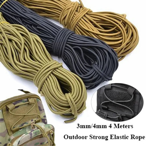 Sterk elastisch koord voor outdoor & DIY - 3mm/4mm multistrand elastisch touw in 4 kleuren - Bivakshop