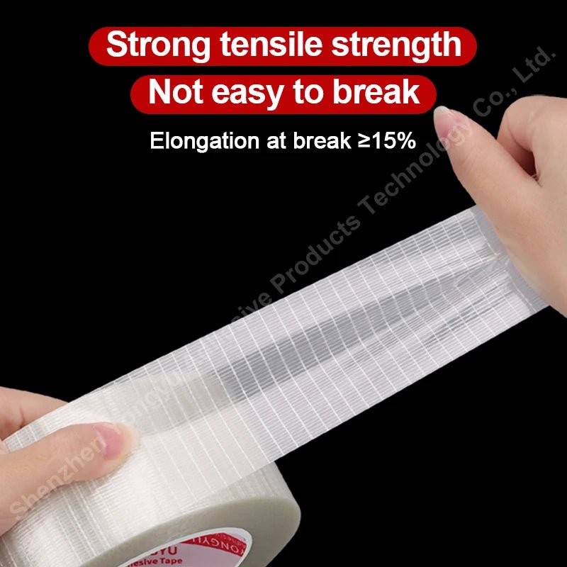 Sterke glasvezeltape – 50M transparante mesh enkelzijdige tape voor industriële verpakking & afdichting - Bivakshop
