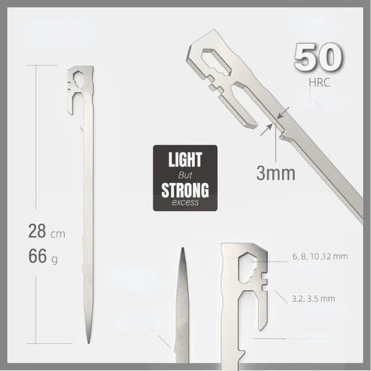 Sterke roestvrijstalen haringen – 6 stuks van 28 cm met reflecterend koord voor tent, strand en camping - Bivakshop