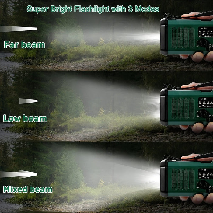 Survival Noodradio 10.000 mAh – Zonne - & Dynamo Powerbank met Leeslamp & SOS Alarm - Bivakshop