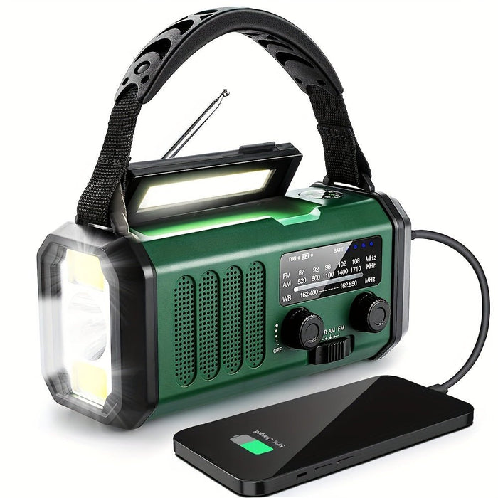 Survival Noodradio 10.000 mAh – Zonne - & Dynamo Powerbank met Leeslamp & SOS Alarm - Bivakshop