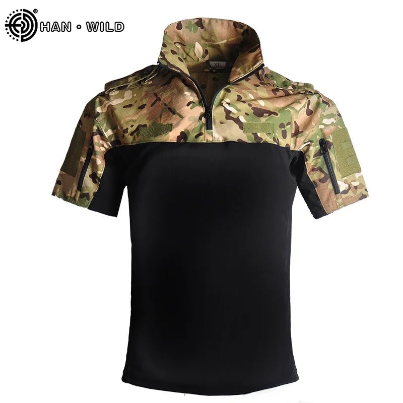 Tactisch camouflage pak – Ademend combatshirt en cargoshorts voor outdoor en hiking - Bivakshop