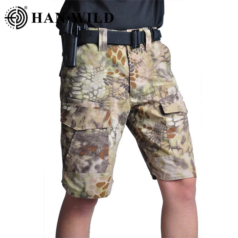 Tactisch camouflage pak – Ademend combatshirt en cargoshorts voor outdoor en hiking - Bivakshop