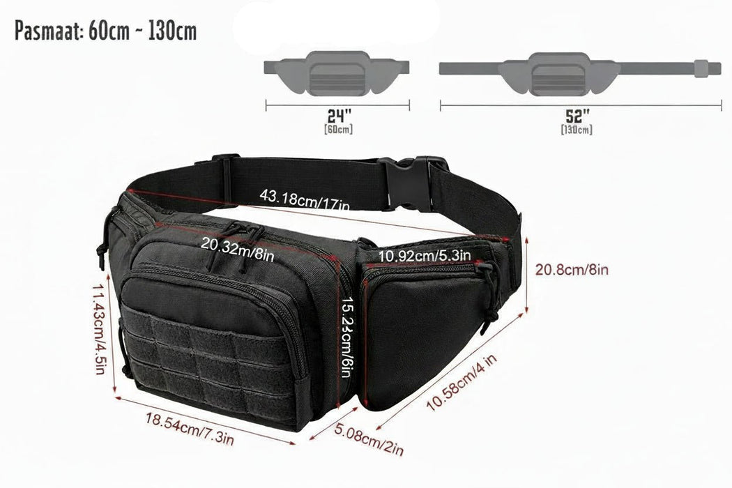 Tactische Nylon Schoudertas – Multi - functionele EDC Waist Pack – Hoge Capaciteit Heuptas & Crossbody voor Outdoor & Survival - Bivakshop