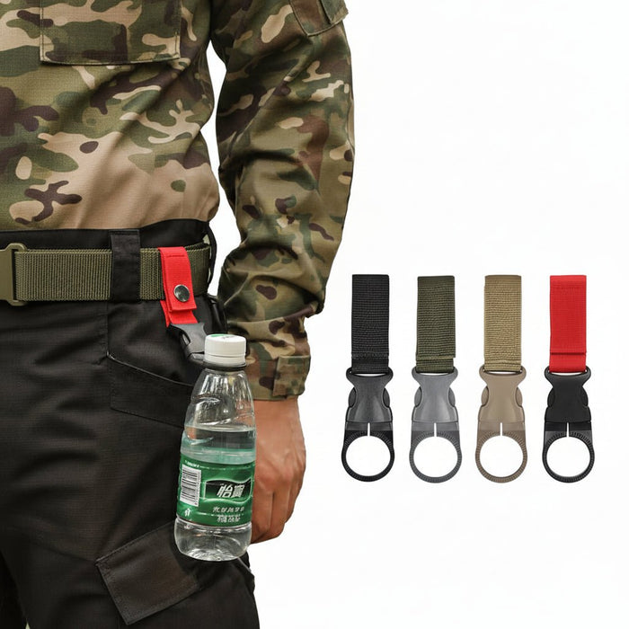 Tactische Waterfleshouder Clip – Nylon Webbing & Carabiner - Bivakshop