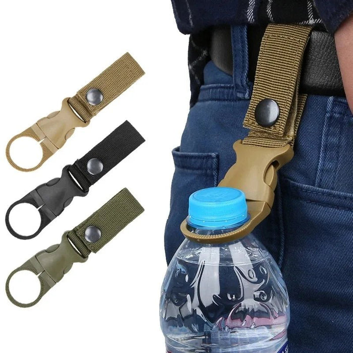 Tactische Waterfleshouder Clip – Nylon Webbing & Carabiner - Bivakshop