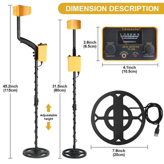 Tanxunzhe TC - 200Y Upgrade Metal Detector Underground Wire Iron Metal Gold Detector Adjustable Tracker for Treasure Search New - Bivakshop