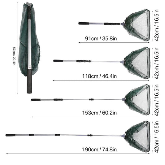 Telescopisch opvouwbaar visnet - uitschuifbare hengel voor vlieg-, karper- en zeevissen - Bivakshop