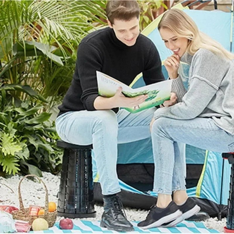 Telescopische verstelbare opvouwbare outdoor stoel - Comfortabel en draagbaar voor buiten - Zwart - Bivakshop