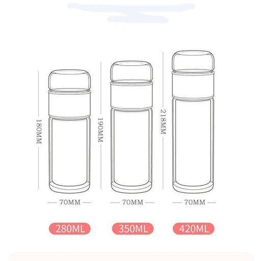 Theebeker borosilicaatglas – dubbelwandig – met filter - Bivakshop