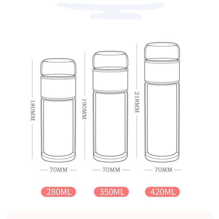 Theebeker borosilicaatglas – dubbelwandig – met filter - Bivakshop