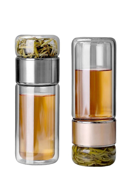 Theebeker borosilicaatglas – dubbelwandig – met filter - Bivakshop