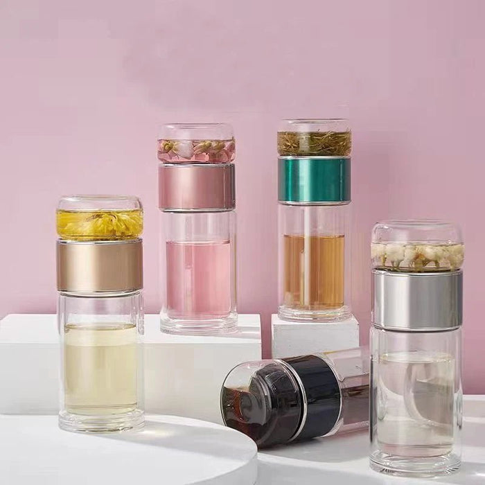 Theebeker borosilicaatglas – dubbelwandig – met filter - Bivakshop