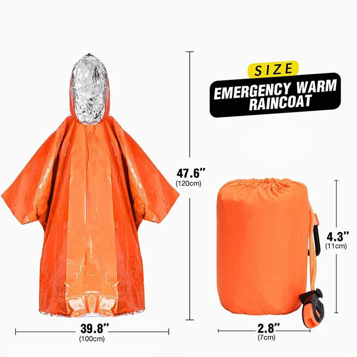 Thermische overlevingsponcho - Reflecterende waterdichte regenjas voor kamperen & wandelen - Bivakshop