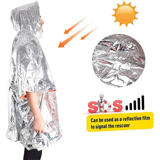 Thermische overlevingsponcho - Reflecterende waterdichte regenjas voor kamperen & wandelen - Bivakshop