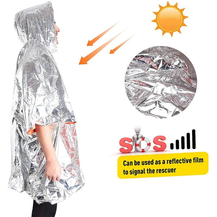 Thermische overlevingsponcho - Reflecterende waterdichte regenjas voor kamperen & wandelen - Bivakshop