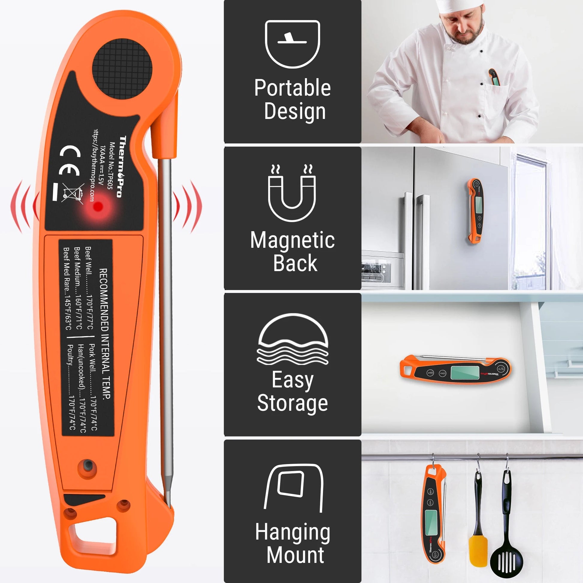 ThermoPro TP605 digitale BBQ - thermometer - Snel en waterdicht - Backlight en kalibratie - Bivakshop