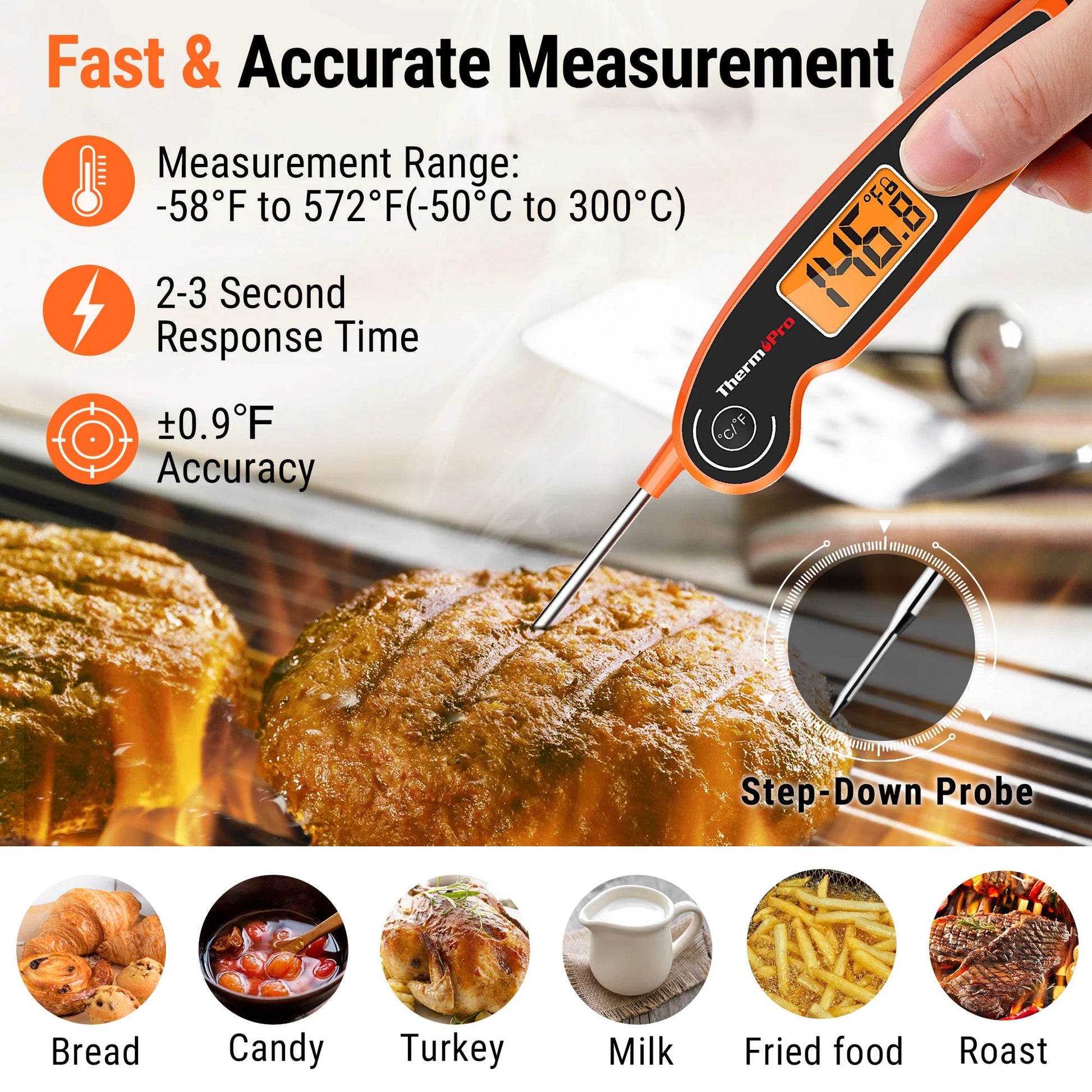 ThermoPro TP605 digitale BBQ - thermometer - Snel en waterdicht - Backlight en kalibratie - Bivakshop