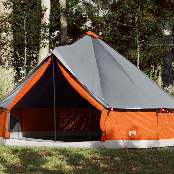 Tipitent Voor Gezin Waterdicht Tipitent – Gezinstent – Waterdicht – Grijs en oranje – 6, 8, 10 of 12 Personen En Oranje - Bivakshop