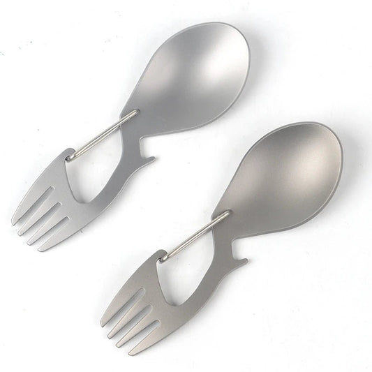 Titanium campingbestek en spork - Ultralicht en multifunctioneel bestek voor outdoor activiteiten - Bivakshop