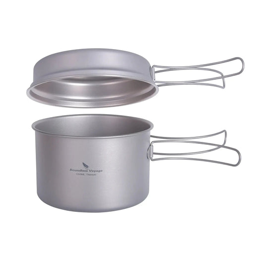 Titanium kookset met inklapbare handgrepen – Pot & pan voor camping - Bivakshop