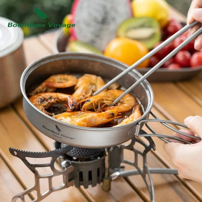 Titanium kookset met inklapbare handgrepen – Pot & pan voor camping - Bivakshop