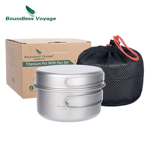Titanium kookset met inklapbare handgrepen – Pot & pan voor camping - Bivakshop
