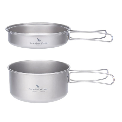 Titanium kookset met inklapbare handgrepen – Pot & pan voor camping - Bivakshop