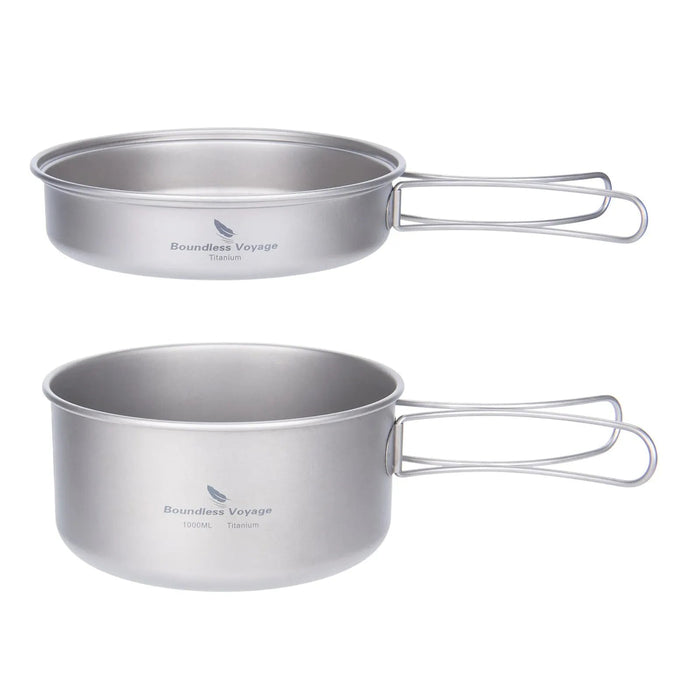Titanium kookset met inklapbare handgrepen – Pot & pan voor camping - Bivakshop