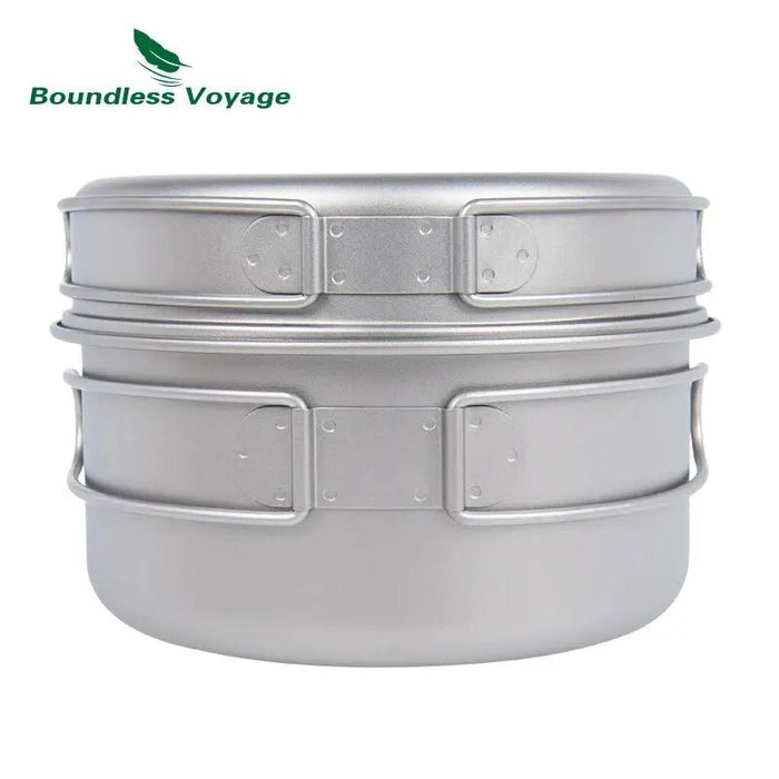 Titanium kookset met inklapbare handgrepen – Pot & pan voor camping - Bivakshop