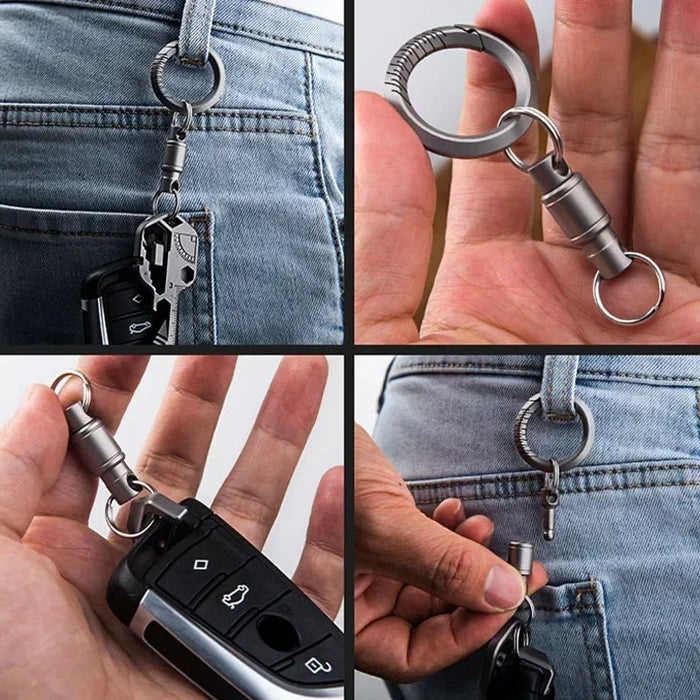 Titanium Rotate Buckle Portable Multifunctional EDC Outdoor Tool Titanium Alloy Waist Belt Quick Buckle Keyring - Bivakshop