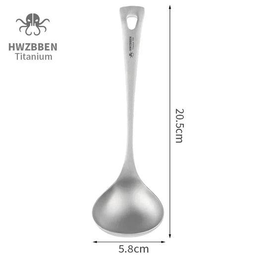 Titanium soeplepel met lange steel - Lichtgewicht campingbestek voor outdoor koken - Bivakshop