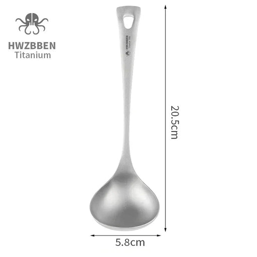 Titanium soeplepel met lange steel - Lichtgewicht campingbestek voor outdoor koken - Bivakshop