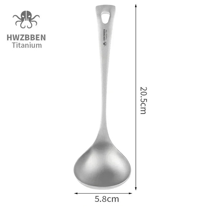 Titanium soeplepel met lange steel - Lichtgewicht campingbestek voor outdoor koken - Bivakshop