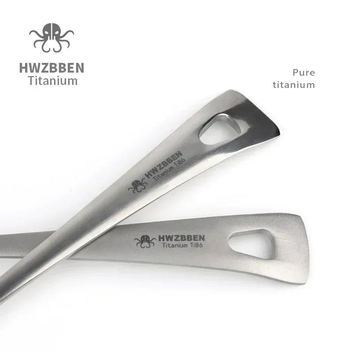 Titanium soeplepel met lange steel - Lichtgewicht campingbestek voor outdoor koken - Bivakshop