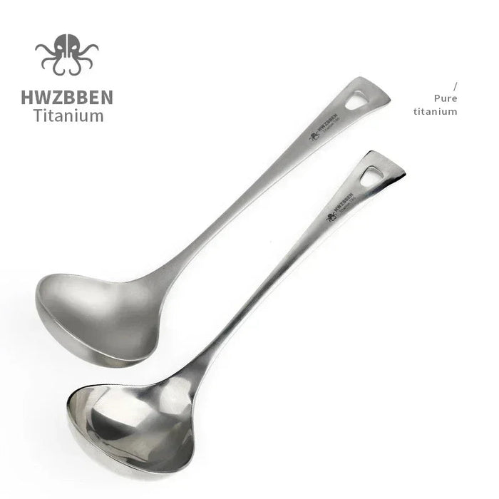 Titanium soeplepel met lange steel - Lichtgewicht campingbestek voor outdoor koken - Bivakshop