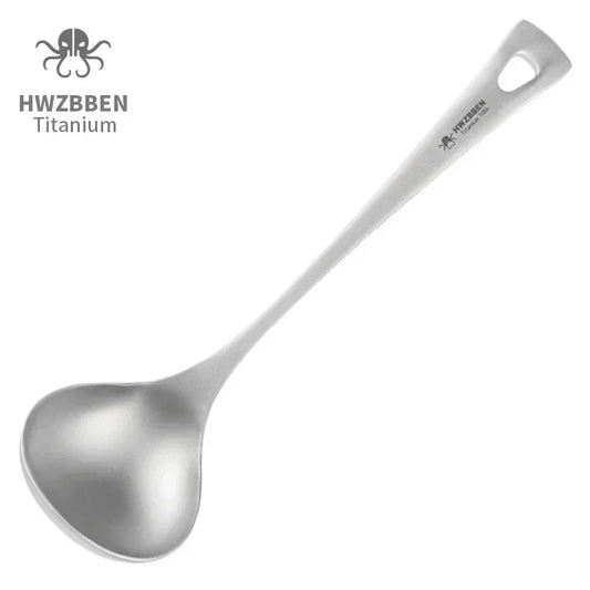 Titanium soeplepel met lange steel - Lichtgewicht campingbestek voor outdoor koken - Bivakshop