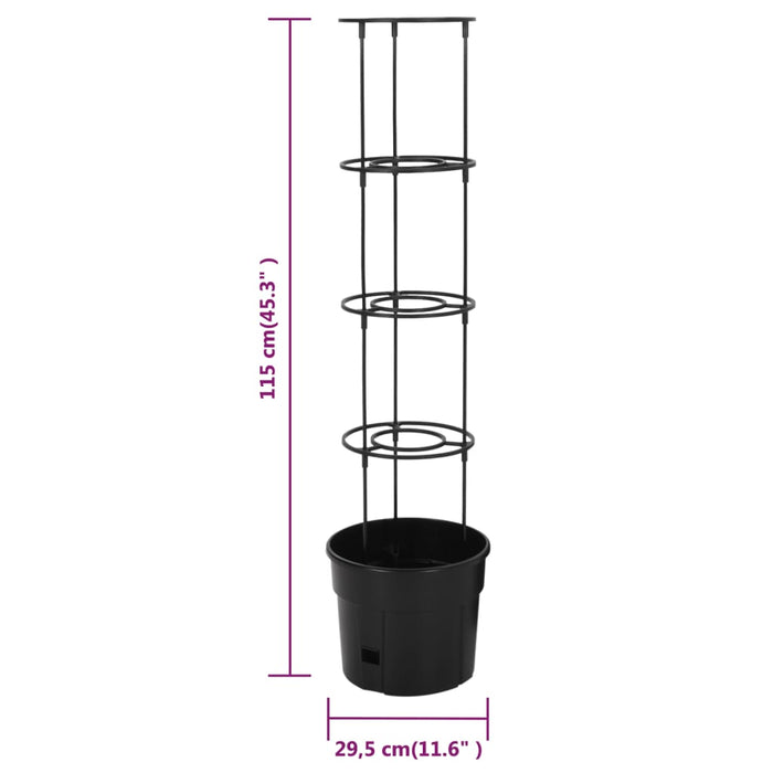 Tomatenkweekpot – Ø29,5 cm – 115 cm – Polypropeen – Antraciet – Met Klimsteun - Bivakshop