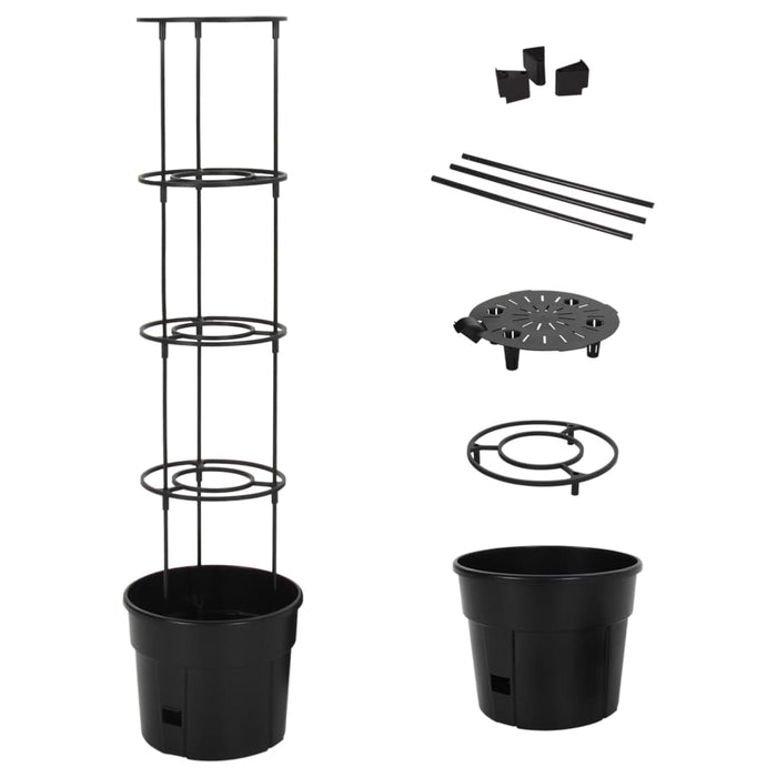 Tomatenkweekpot – Ø29,5 cm – 115 cm – Polypropeen – Antraciet – Met Klimsteun - Bivakshop