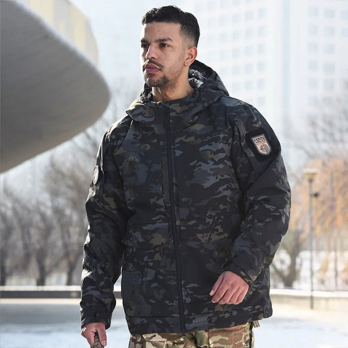 TopFight heren winterjas - Warmte - reflecterende camouflage jas met capuchon - Water - en winddicht - Bivakshop