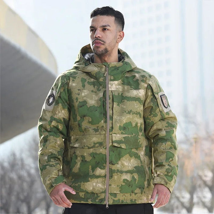 TopFight heren winterjas - Warmte - reflecterende camouflage jas met capuchon - Water - en winddicht - Bivakshop