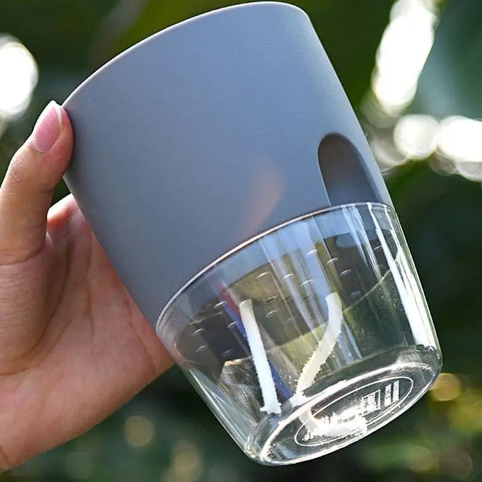 Transparante Zelfbewaterende Bloempot – Dubbele Laag – Indoor Plantenpot met Waterabsorptie Katoentouw - Bivakshop